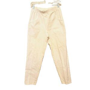 Cascade Blues Womens Size 8S White  Solid Elastic Waist Trouser Pants